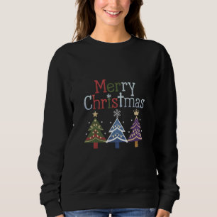 Frohe Weihnachts Cross Xmas Tree Retro Sweatshirt