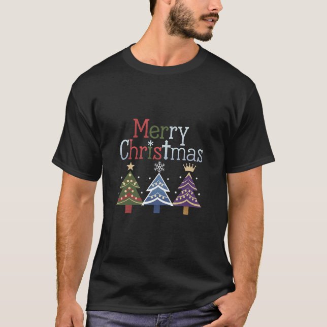 Frohe Weihnachts Cross Xmas Tree Retro T-Shirt (Vorderseite)