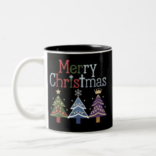 Frohe Weihnachts Cross Xmas Tree Retro Zweifarbige Tasse