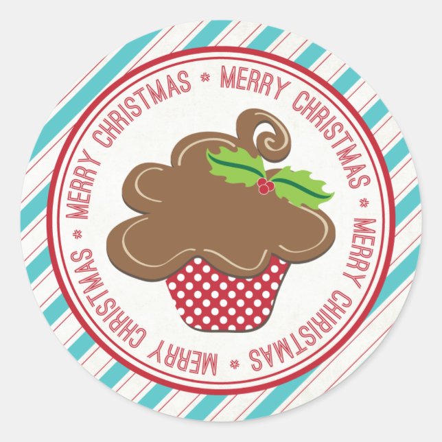 Frohe Weihnachts Cupcake Stickers (Vorderseite)