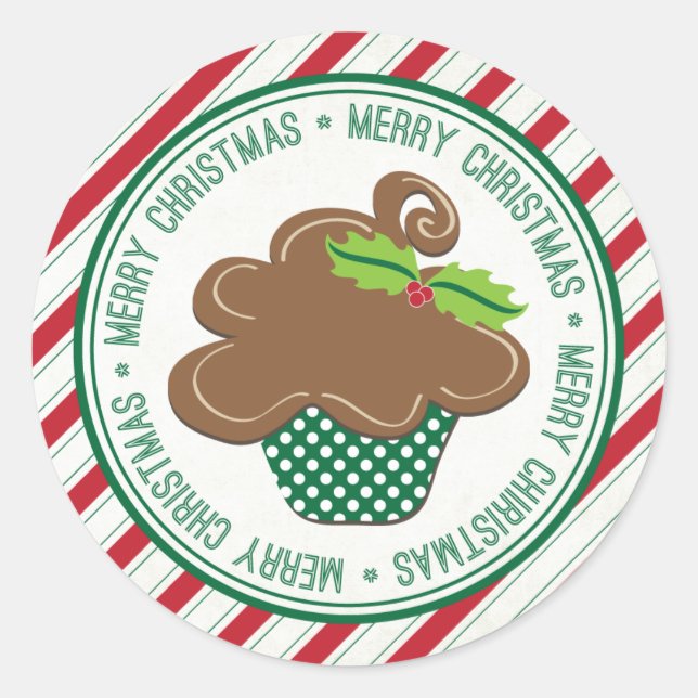 Frohe Weihnachts Cupcake Stickers (Vorderseite)