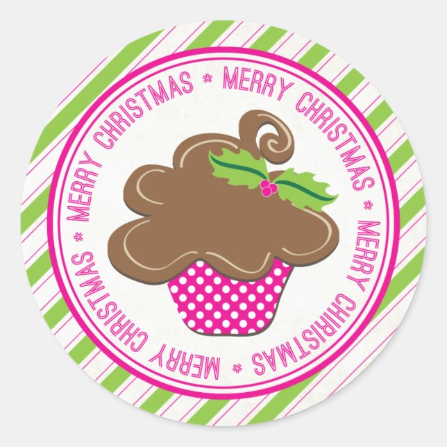 Frohe Weihnachts Cupcake Stickers (Vorderseite)