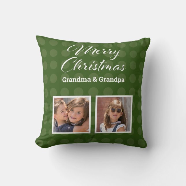 Frohe Weihnachts Custom 2 Foto Throw Kissen (Vorderseite)
