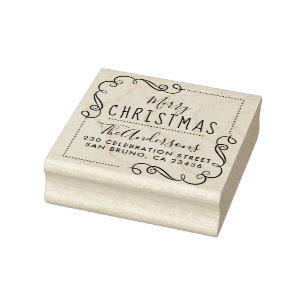 Frohe Weihnachts Custom Familienname Rücksendeadre Gummistempel