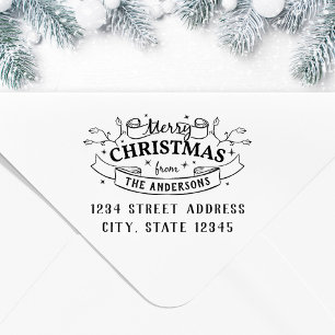 Frohe Weihnachts Custom Familienname Rücksendeadre Gummistempel