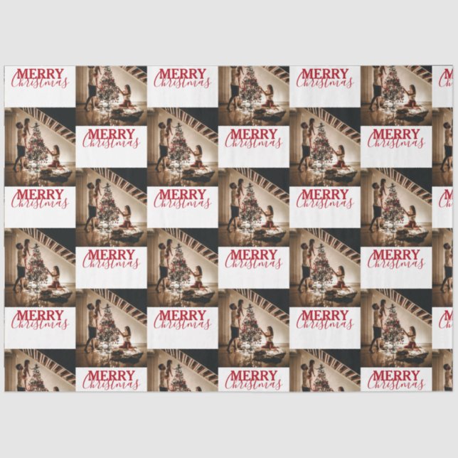 Frohe Weihnachts Custom Family Foto Seidenpapier (Vorderseite)