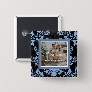 Frohe Weihnachts-Custom Foto Blue Button
