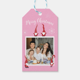 Frohe Weihnachts Custom Foto mit Funny Gnomes Geschenkanhänger