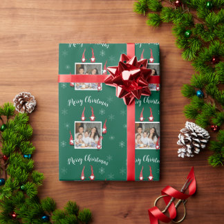 Frohe Weihnachts Custom Foto mit Funny Gnomes Geschenkpapier