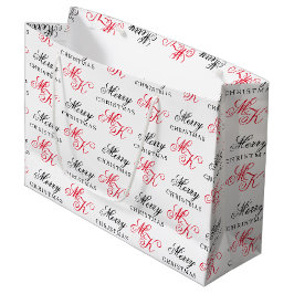 Frohe Weihnachts Custom Monogram Initials Xmas Große Geschenktüte