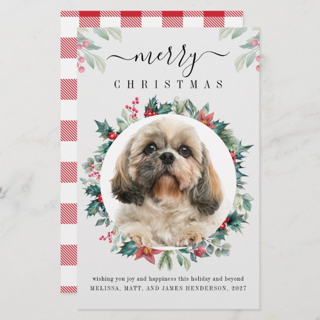 Frohe Weihnachts Custom Pet Eigentümer Foto-Karte Briefpapier (Vorne/Hinten)