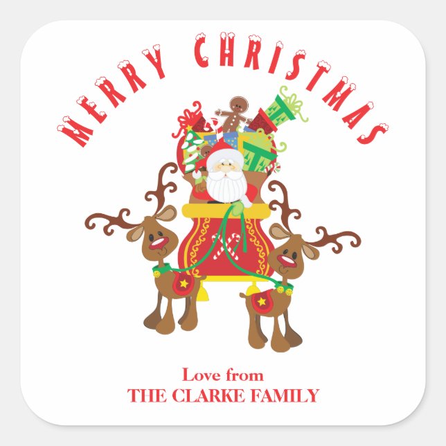 Frohe Weihnachts-Custom-Text Quadratischer Aufkleber (Vorderseite)