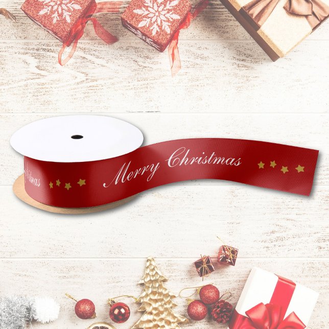 Frohe Weihnachts Custom Text Red Chic Satinband (Von Creator hochgeladen)