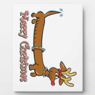 Frohe Weihnachts-Dackel Fotoplatte