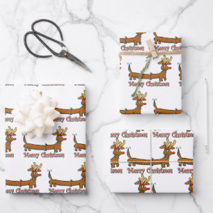 Frohe Weihnachts-Dackel Geschenkpapier Set