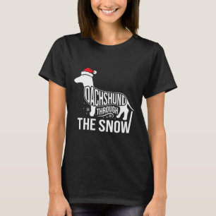 Frohe Weihnachts-Dackel Hund durch den Schneekanal T-Shirt