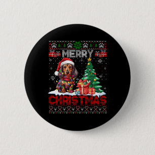 Frohe Weihnachts-Dackel Hund Lover Familie Ugly Xm Button