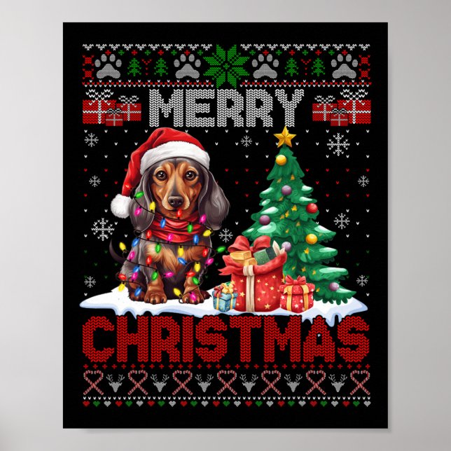 Frohe Weihnachts-Dackel Hund Lover Familie Ugly Xm Poster (Vorne)