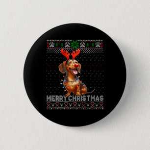 Frohe Weihnachts-Dackel Hund Lover Ugly Weihnachte Button