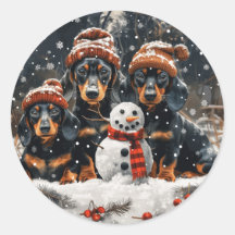 Frohe Weihnachts-Dackel Hunde Snowman