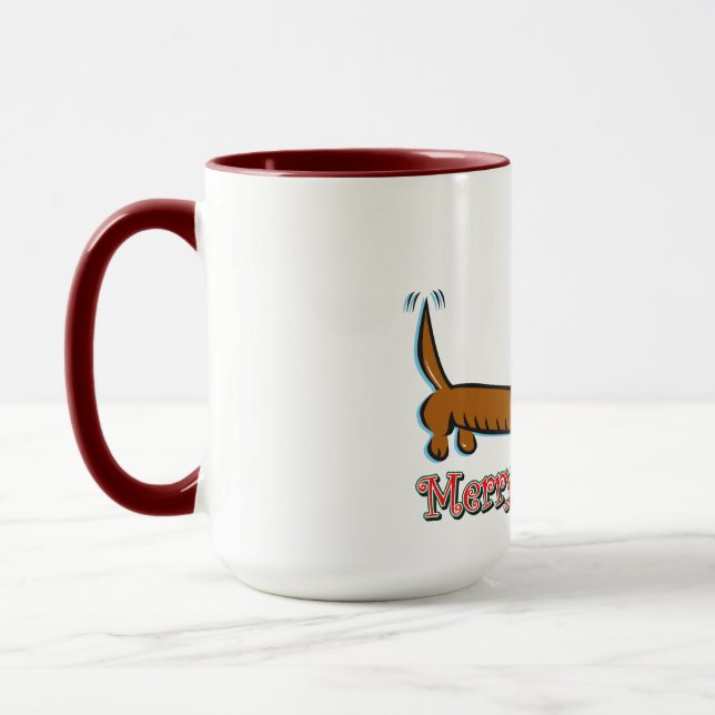 Frohe Weihnachts-Dackel Tasse (Links)