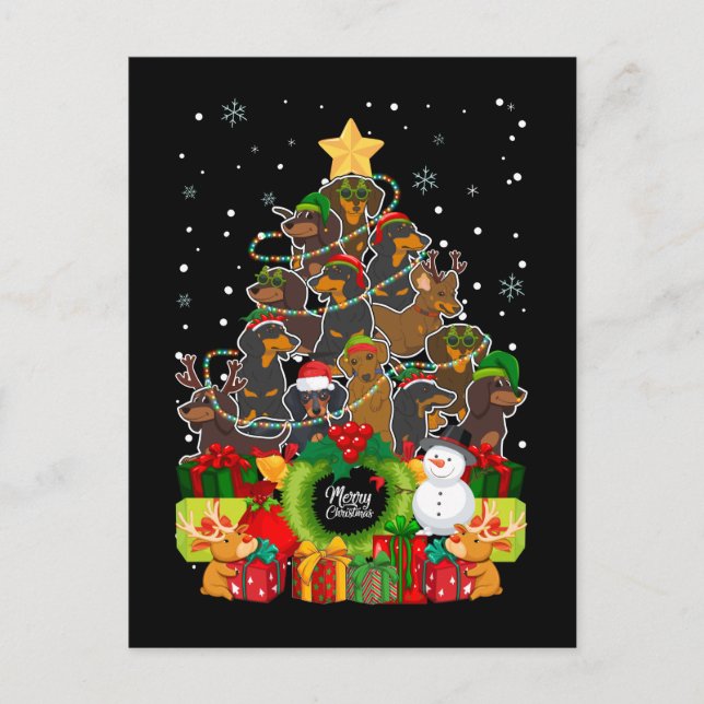 Frohe Weihnachts-Dackel Weihnachtsbaum Weihnachtsh Postkarte (Vorderseite)