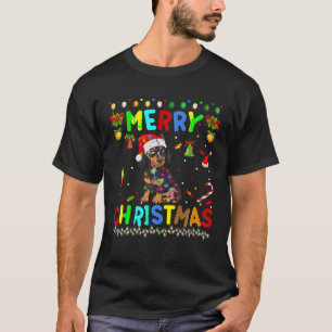 Frohe Weihnachts-Dackel Weihnachtsmannmütze Lights T-Shirt