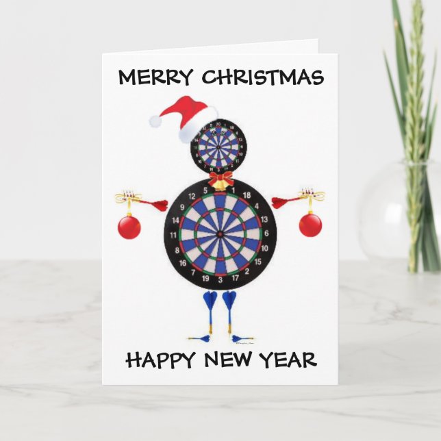 Frohe Weihnachts Darts Player Feiertagskarte (Vorderseite)