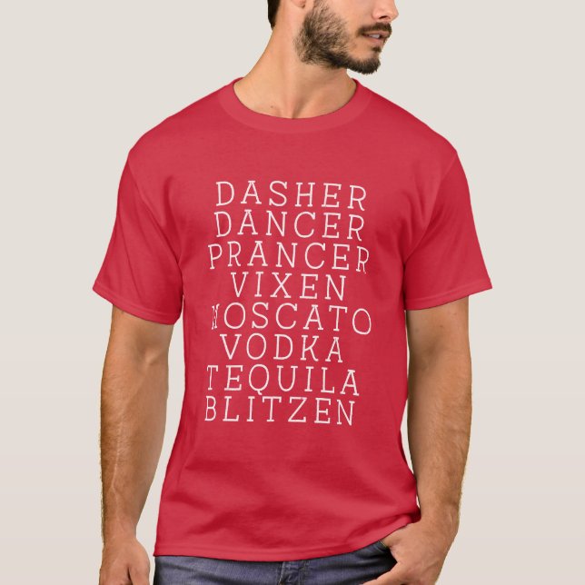 Frohe Weihnachts Dasher Dancer Prancer Vixen Funny T-Shirt (Vorderseite)