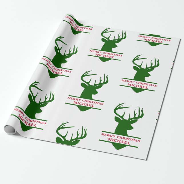 Frohe Weihnachts-Deer-Wrapping Paper - Michael Geschenkpapier (Ungerollt)