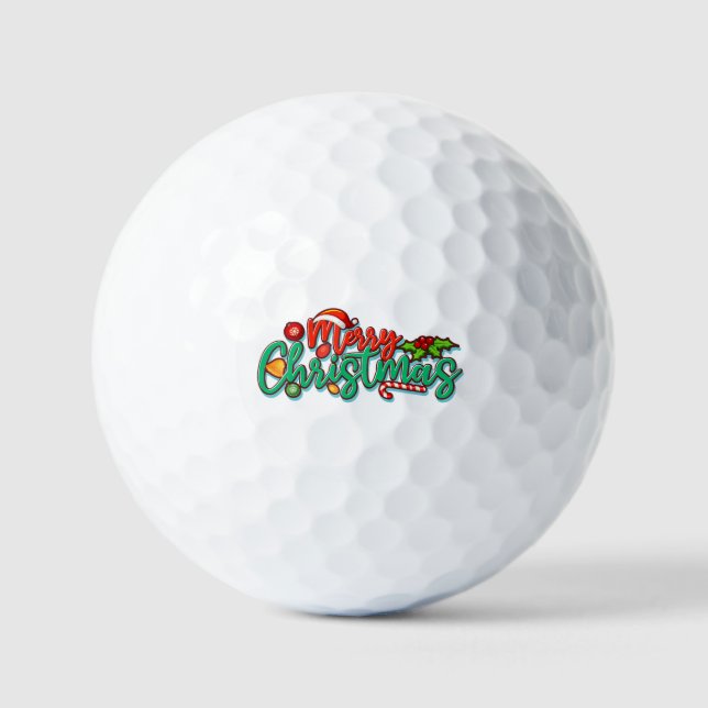 Frohe Weihnachts-dekorative Typografie-Script Golfball (Vorderseite)