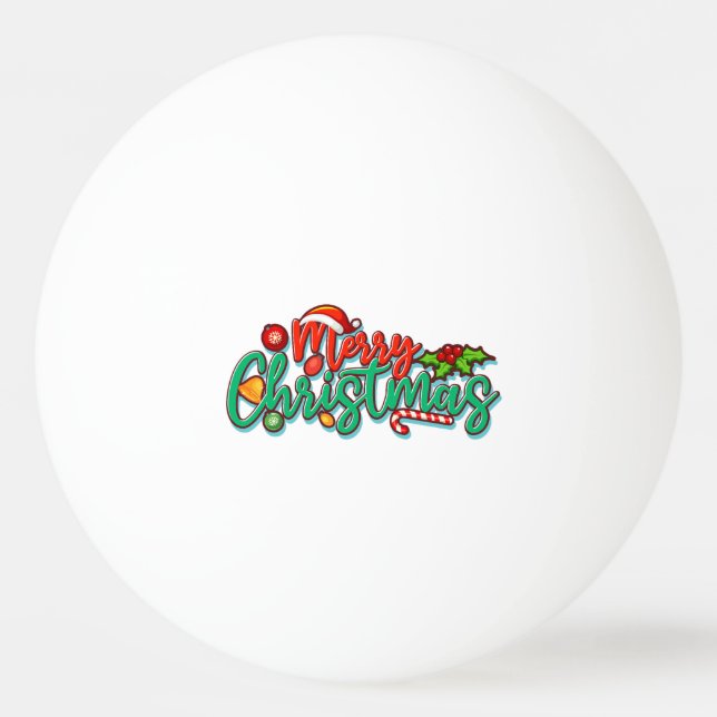 Frohe Weihnachts-dekorative Typografie-Script Tischtennisball (Vorderseite)