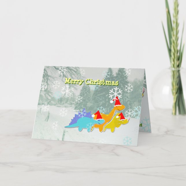 Frohe Weihnachts-Dinosaurierkarte Feiertagskarte (Vorderseite)