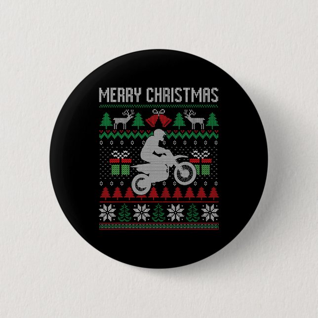 Frohe Weihnachts-Dirt-Bike Santa Funny Familienspi Button (Vorderseite)