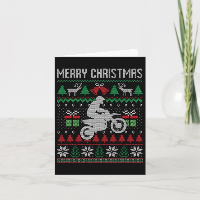 Frohe Weihnachts-Dirt-Bike Santa Funny Familienspi Karte (Vorderseite)