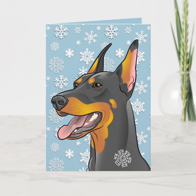 Frohe Weihnachts Doberman Dog Anpassbare Karte (Vorderseite)