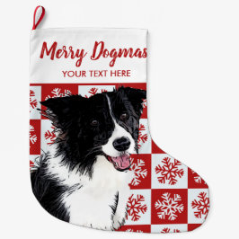 Frohe Weihnachts Dogmas Border Collie Festive Hund Großer Weihnachtsstrumpf