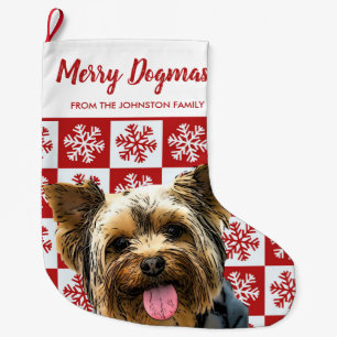 Frohe Weihnachts Dogmas Yorkie Festive Red Dog Großer Weihnachtsstrumpf