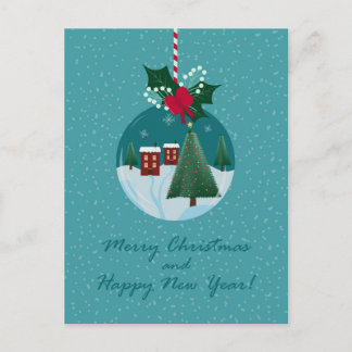 Frohe Weihnachts-Dorf-Ornamentkarte Feiertagspostkarte