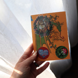 Frohe Weihnachts Dragon Geek Holidays Feiertagspostkarte