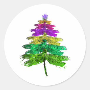 Frohe Weihnachts-Dragonfly Weihnachtsbaum T Shirt Runder Aufkleber