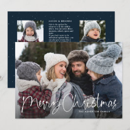 Frohe Weihnachts-Drehbuch Familie Newsletter blau Feiertagskarte