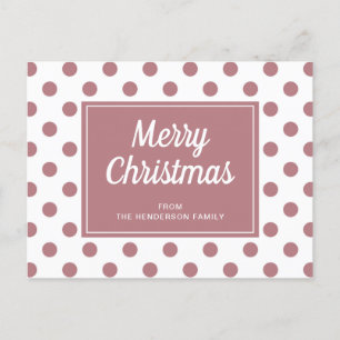 Frohe Weihnachts Dusty Rose Pink Polka Staub Postkarte