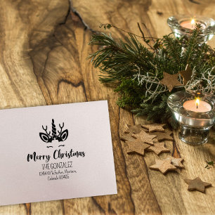 Frohe Weihnachts-Einhorn, Familienadresse Gummistempel