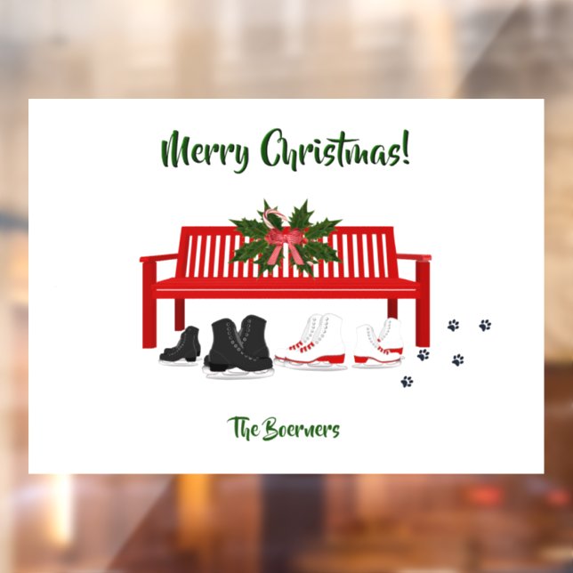 Frohe Weihnachts-Eis Skate Familienfenster Windsch Fensteraufkleber (Blatt 2)