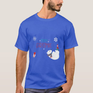 Frohe Weihnachts-Eisbär mit Schneeflocken T-Shirt