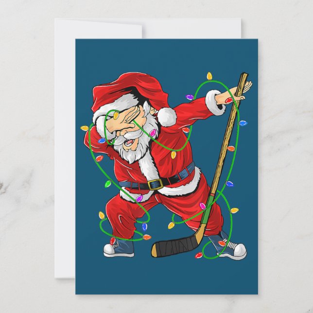 Frohe Weihnachts-Eishockey Dabbing Weihnachtsmann Einladung (Vorderseite)