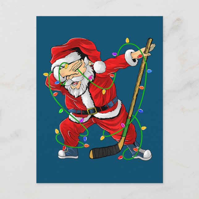 Frohe Weihnachts-Eishockey Dabbing Weihnachtsmann Postkarte (Vorderseite)
