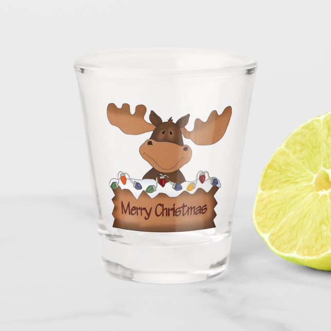Frohe Weihnachts-Elch-Shot-Glas Schnapsglas (Vorderseite)