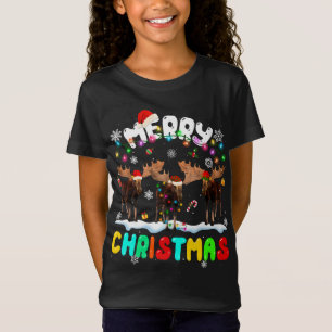 Frohe Weihnachts Elche Lover Weihnachtsmannmütze W T-Shirt
